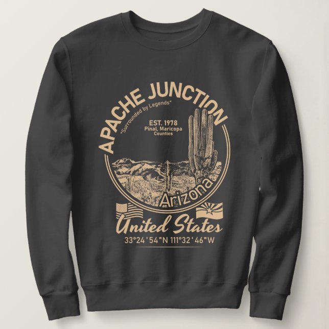 APACHE JUNCTION ARIZONA - DESERT - CACTUS SWEATSHIRT (Design vorne)