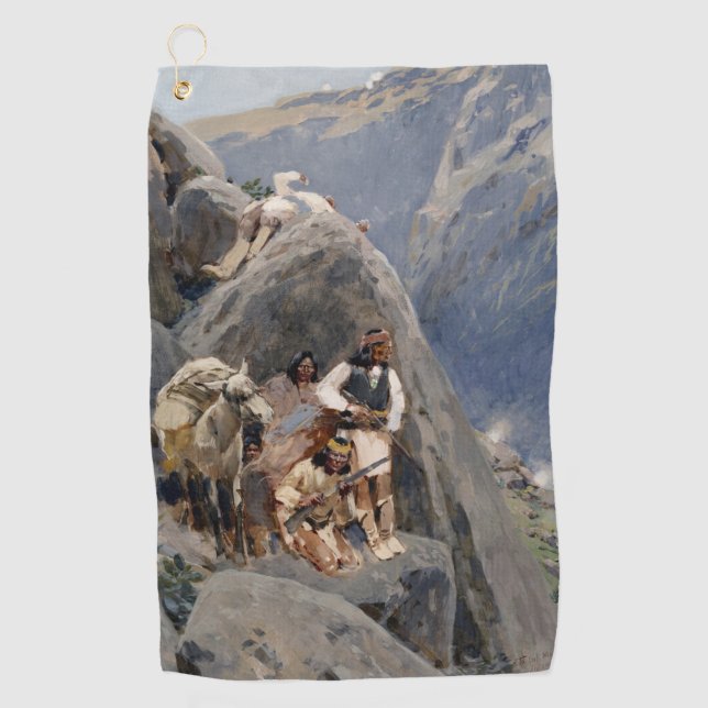 Apache-Krieger: Hinterhalt in der amerikanischen K Golfhandtuch (Vorderseite)