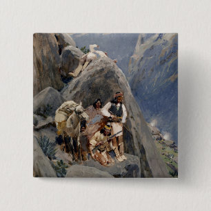 Apache Stamm Kämpfen Amerikanische Ureinwohner Kri Button