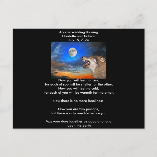 Apache Wedding Blessing Gray Wolf Postkarte (Vorderseite)