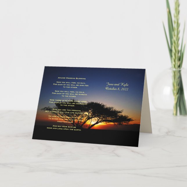 Apache Wedding Segen Acacia Tree Sunrise Card Ankündigung (Vorderseite)