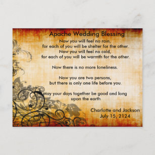 Apache Wedding Segen Altes Papier 2 Postkarte