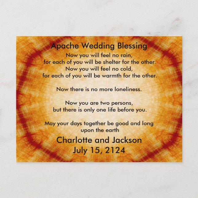 Apache Wedding Segen Altes Papier Postkarte (Vorderseite)