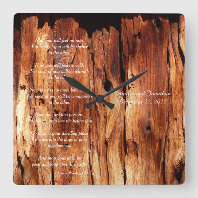 Apache Wedding segnen Custom Square Wall Uhr (Vorderseite)
