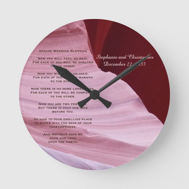 Apache Wedding Sessing Canyon Foto Clock Custom Runde Wanduhr (Vorderseite)