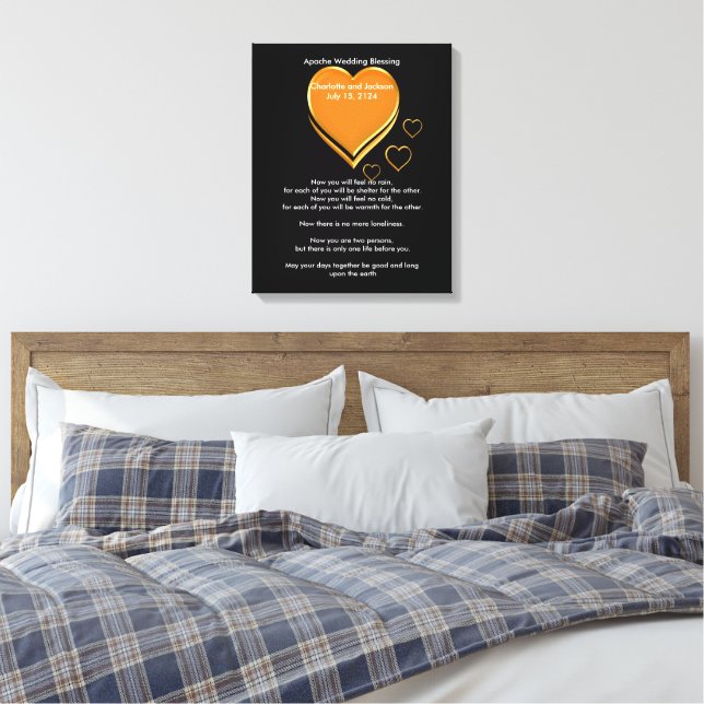 Apache Wedding Sessing Gold Hearts Leinwanddruck (Insitu (Schlafzimmer))