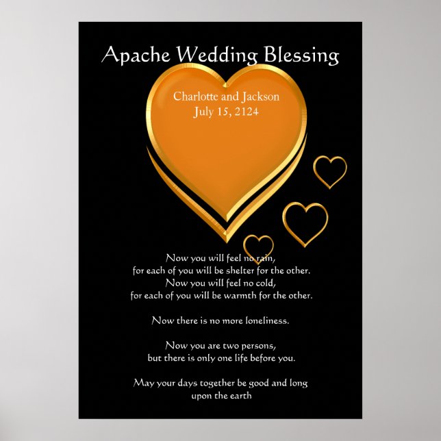 Apache Wedding Sessing Gold Hearts Poster (Vorne)