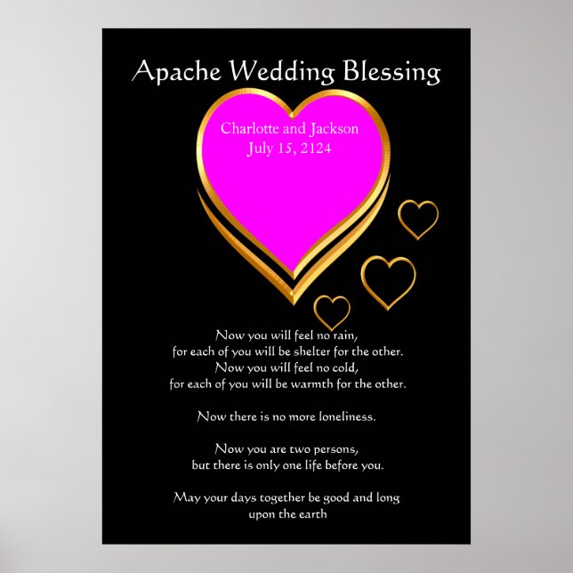 Apache Wedding Sessing Pink Hearts Poster (Vorne)