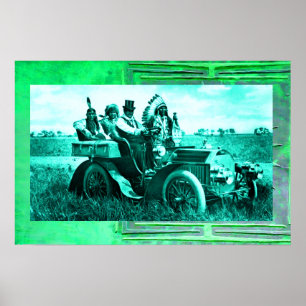 APACHEN UND GERONIMO FAHREN EIN KRAFTFAHRZEUG POSTER
