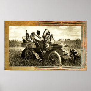 APACHES UND GERONIMO FAHREN MIT EINEM KRAFTWAGEN POSTER