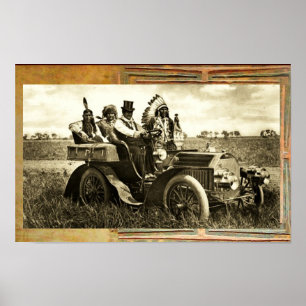 APACHES UND GERONIMO FAHREN MIT EINEM KRAFTWAGEN POSTER