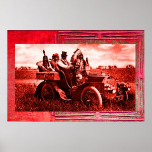 APACHES UND GERONIMO FAHREN MIT EINEM KRAFTWAGEN POSTER