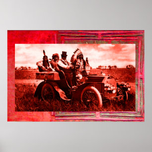 APACHES UND GERONIMO FAHREN MIT EINEM KRAFTWAGEN POSTER