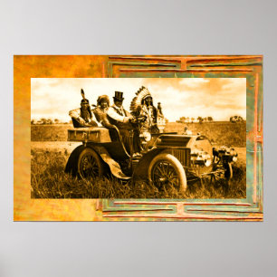 APACHES UND GERONIMO FAHREN MIT EINEM KRAFTWAGEN POSTER