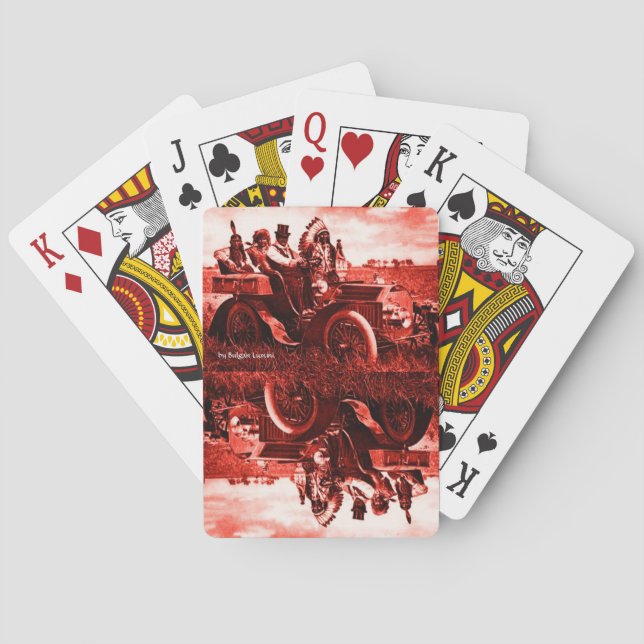 APACHES UND GERONIMO FAHREN MIT EINEM KRAFTWAGEN SPIELKARTEN (Rückseite)