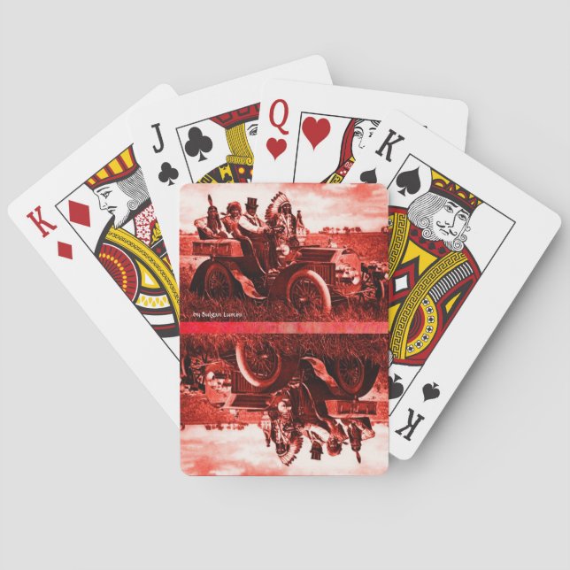 APACHES UND GERONIMO FAHREN MIT EINEM KRAFTWAGEN SPIELKARTEN (Rückseite)