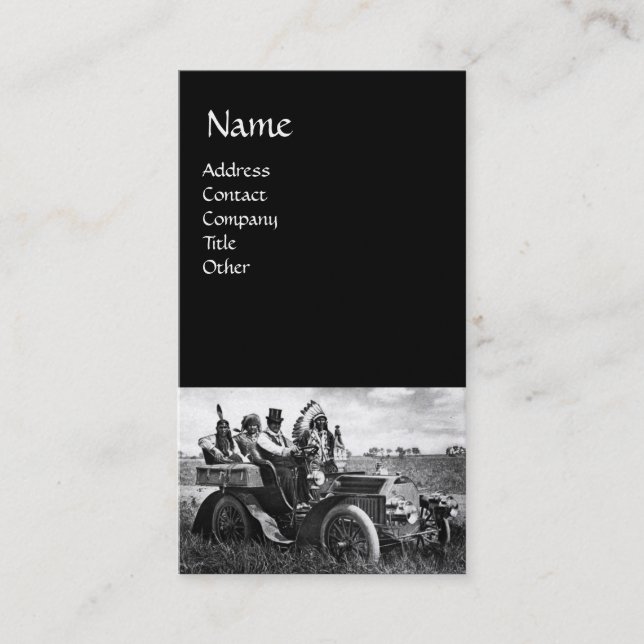 APACHES UND GERONIMO FAHREN MIT EINEM KRAFTWAGEN VISITENKARTE (Vorderseite)