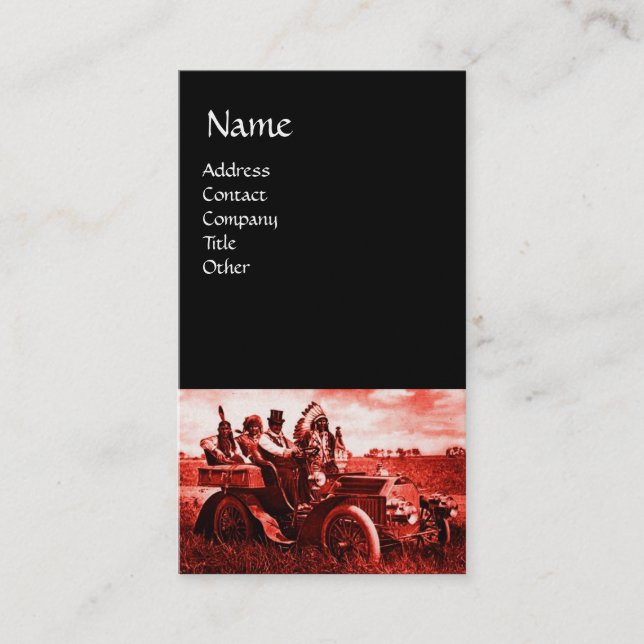 APACHES UND GERONIMO FAHREN MIT EINEM KRAFTWAGEN VISITENKARTE (Vorderseite)