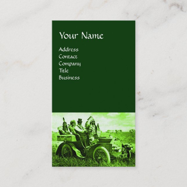 APACHES UND GERONIMO FAHREN MIT EINEM KRAFTWAGEN VISITENKARTE (Vorderseite)