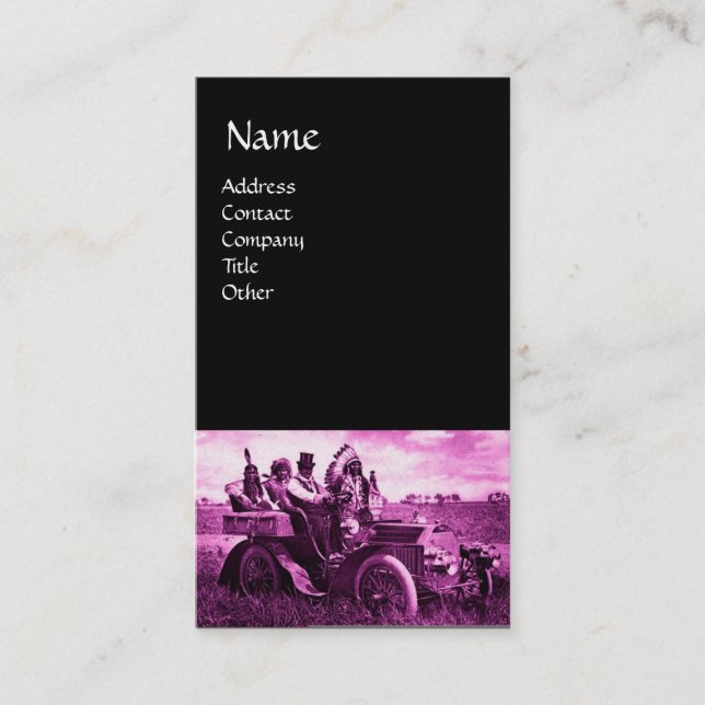 APACHES UND GERONIMO FAHREN MIT EINEM KRAFTWAGEN VISITENKARTE (Vorderseite)