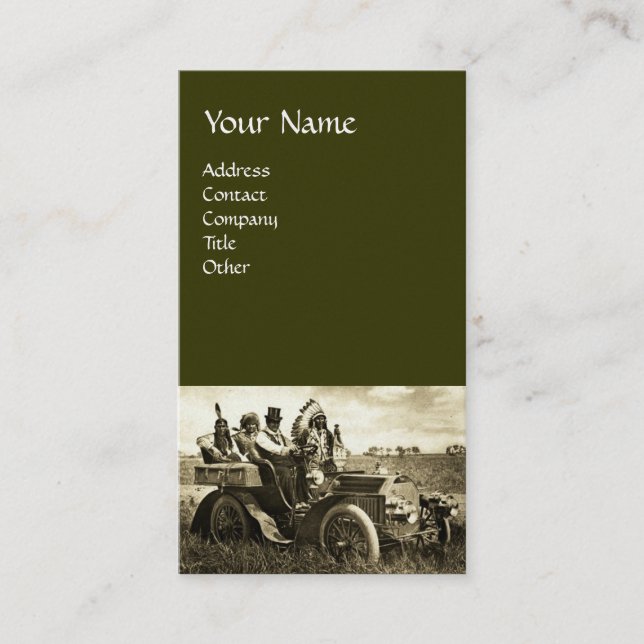 APACHES UND GERONIMO FAHREN MIT EINEM KRAFTWAGEN VISITENKARTE (Vorderseite)