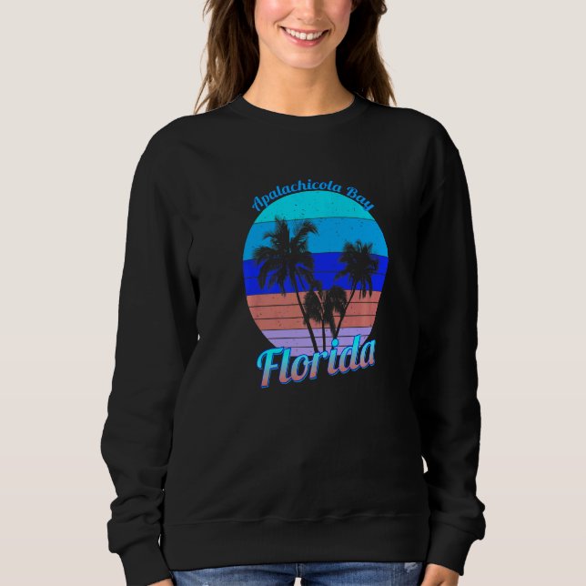 Apalachicola Bay Florida Retro Tropical Palm Trees Sweatshirt (Vorderseite)