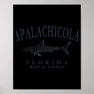 Apalachicola Florida Hai Retro-Schiefer Kunst Ange Poster