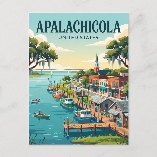 Apalachicola Florida Postkarte (Vorderseite)