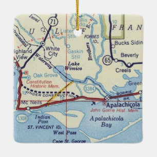 Apalachicola Vintage Karte Keramikornament