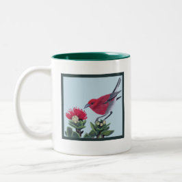 Apapane & Lehua Blossom Hawaii Nature Illustration Zweifarbige Tasse