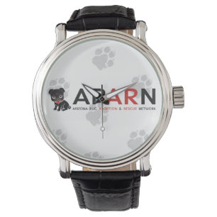 APARN Logo-Tatzen-Vintage schwarze lederner Armbanduhr