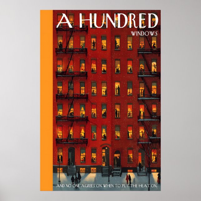 Apartment Building Poster  Lit Windows, Winter (Vorne)