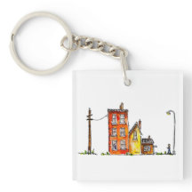 Apartment in Aquarellfarbe mit Street Light