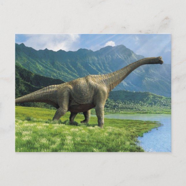 Apatosaurus am See Postcard Brontosaurus Postkarte (Vorderseite)