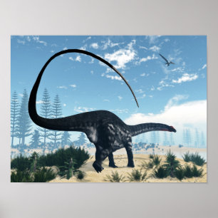Apatosaurusdinosaurier in der Wüste - 3D Poster