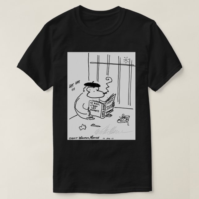 Ape liest Sartres ohne Ausgang T-Shirt (Design vorne)