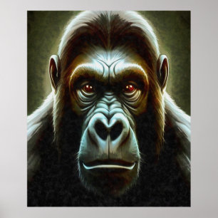 Ape Mountain Gorilla Face Charakterportrait Poster