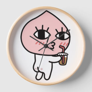 Apeach mit Eiskaffee Uhr