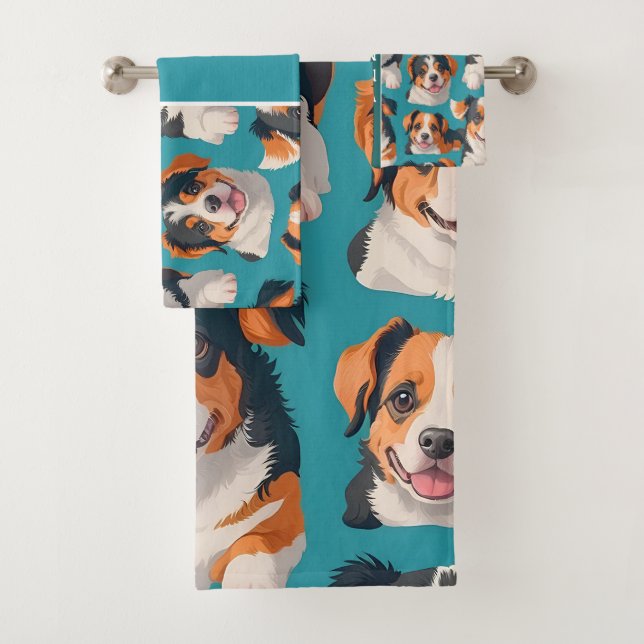 Apennine Wolf Mosaic farbenfrohe Muster Badhandtuch Set (Insitu)