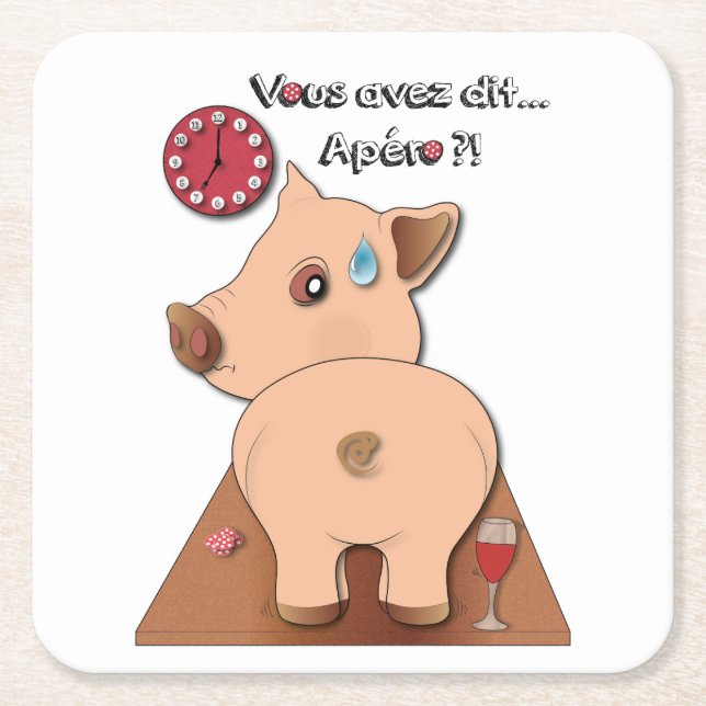 Apéro! (schwarz) rechteckiger pappuntersetzer (Vorderseite)