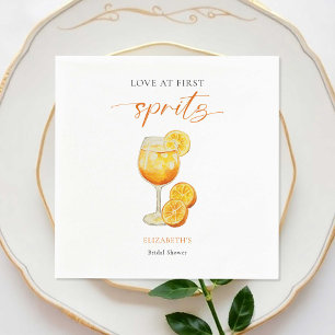 Aperol-Liebe im First Spritz Orange Brautparty Serviette