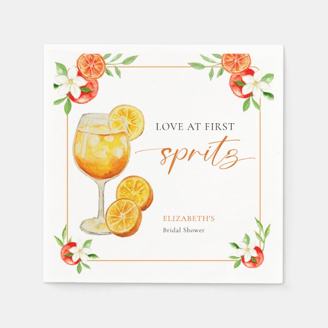 Aperol Love at First Spritz Orange Junggesellinnen Serviette (Vorderseite)