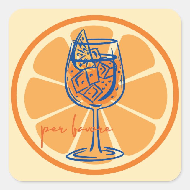 Aperol Per Favore Quadratischer Aufkleber (Vorderseite)