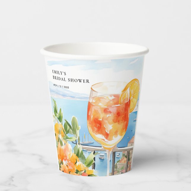 Aperol Spritz Amalfi Brautparty Pappbecher (Vorderseite)