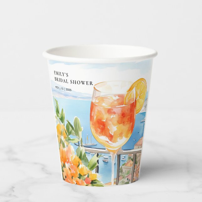 Aperol Spritz Amalfi Brautparty Pappbecher (Vorderseite)