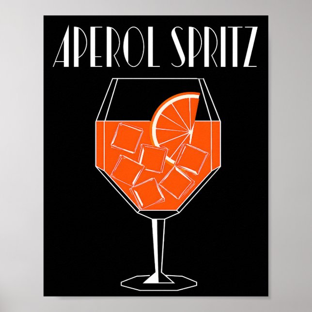 Aperol Spritz Art Deco Orange und schwarzer Cockta Poster (Vorne)
