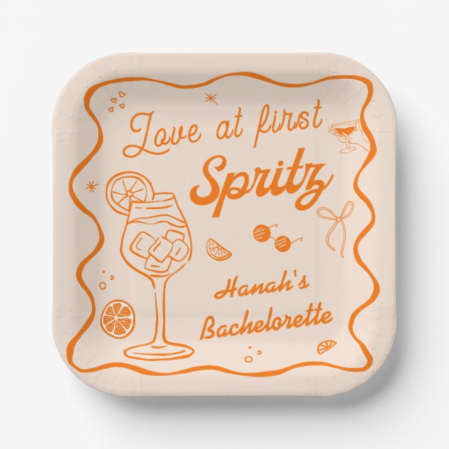 Aperol spritz Bachelorette Pappteller (Vorderseite)