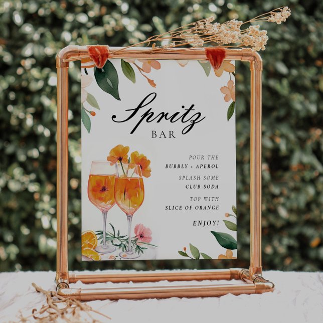Aperol Spritz Bar Floral Brautparty Sign Poster (Von Creator hochgeladen)