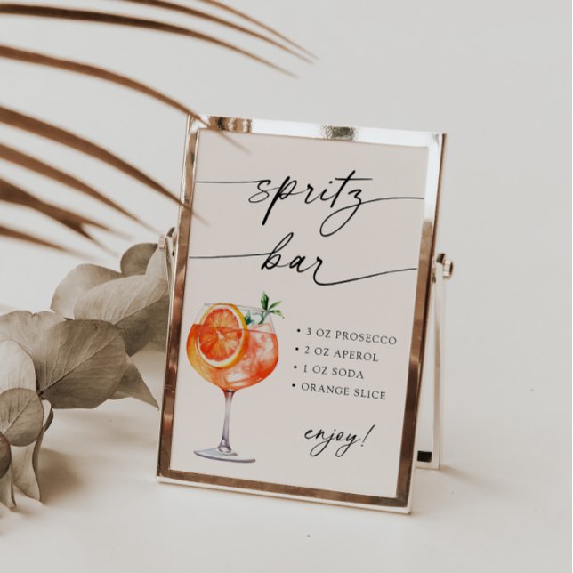 Aperol Spritz Bar Modern Calligraphy Table Sign Poster (Von Creator hochgeladen)