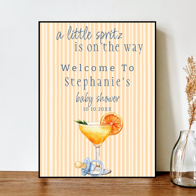 Aperol Spritz Blue Orange Citrus Boy Baby Shower Poster (Von Creator hochgeladen)